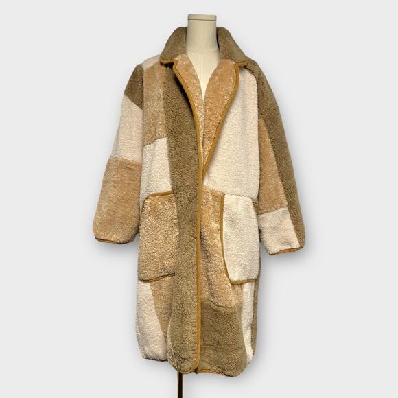 Anthropologie Pilcro Colorblocked Sherpa Coat Size Medium - Picture 2 of 7